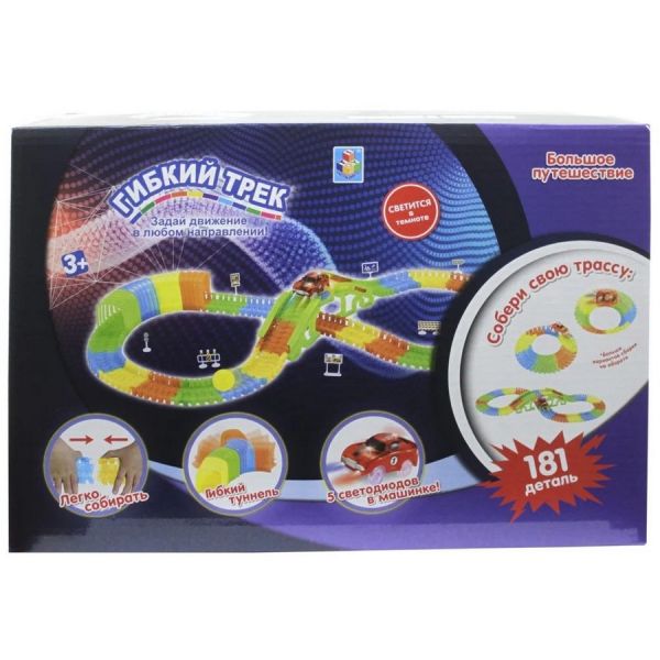 Игровой набор 1TOY Гибкий трек Большое путешествие, гоночная машина [т13199]