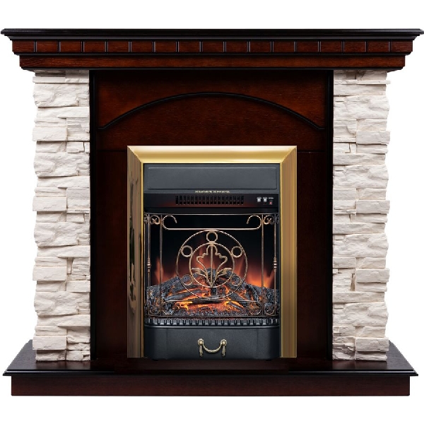 Электрокамин RealFlame Elford STD/EUG/24/25'5/HL AO+Majestic Lux Brass 1010 х 995 мм дуб античный